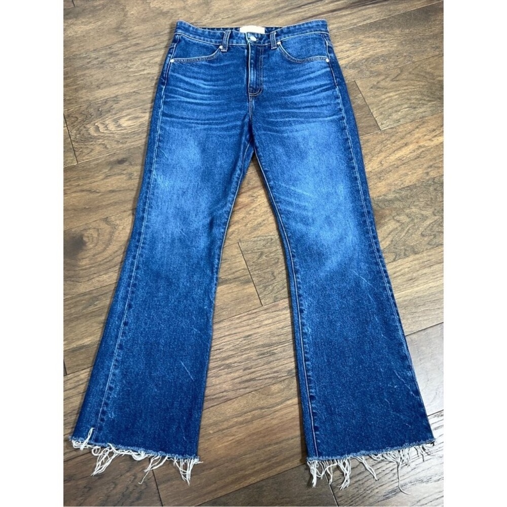 CQY for Anthropologie High Rise Boot Cut Raw Hem Jeans Womens Sz 27 NWOT
